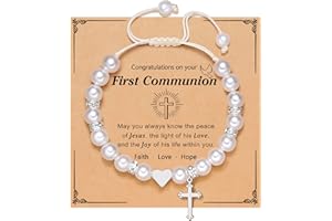 UNGENT THEM Girls Cross Heart Bracelet, Baptism First Communion Easter Confirmation Birthday Christmas Gifts for Granddaughter Daughter Niece Teen Girls