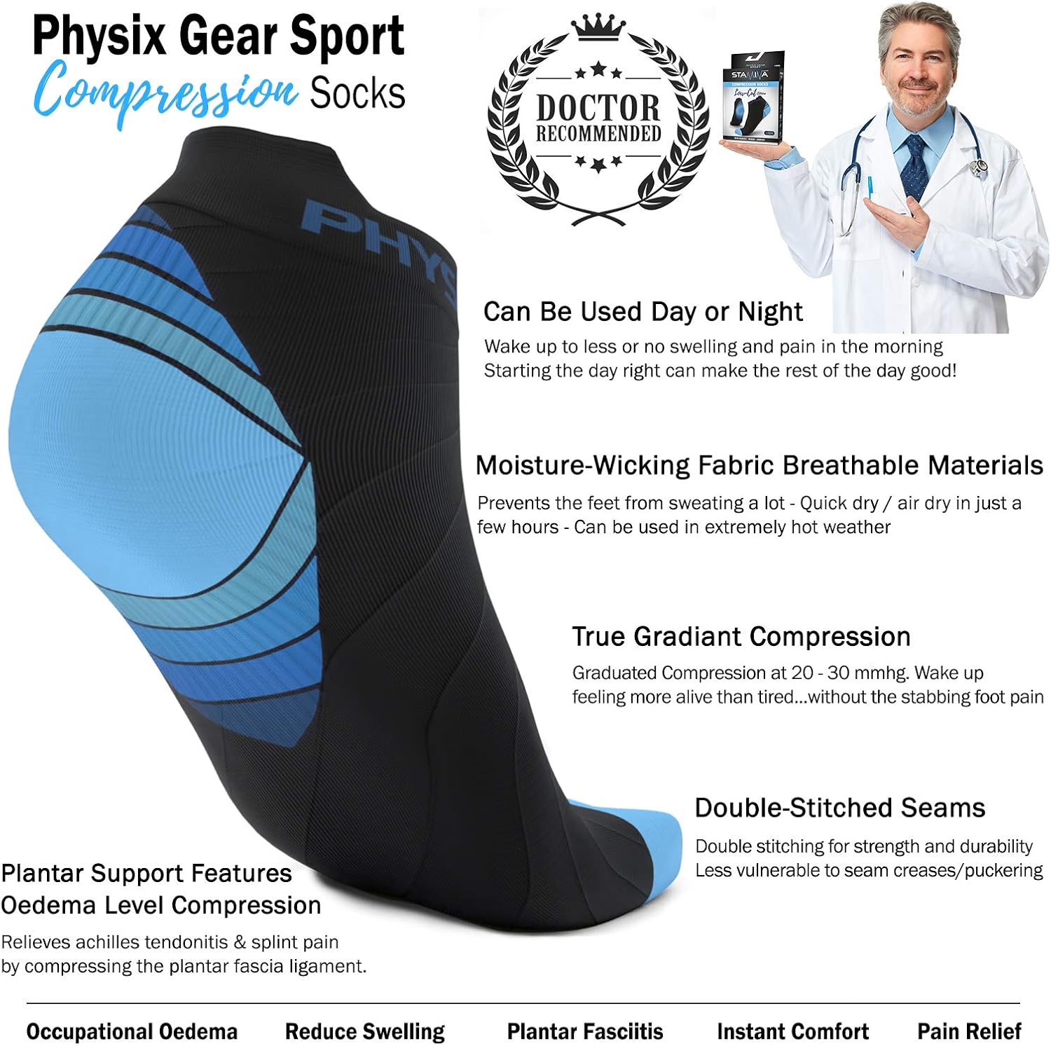Compression Running Socks for Men & Women - Best for Plantar Fasciitis & Stamina: Clothing