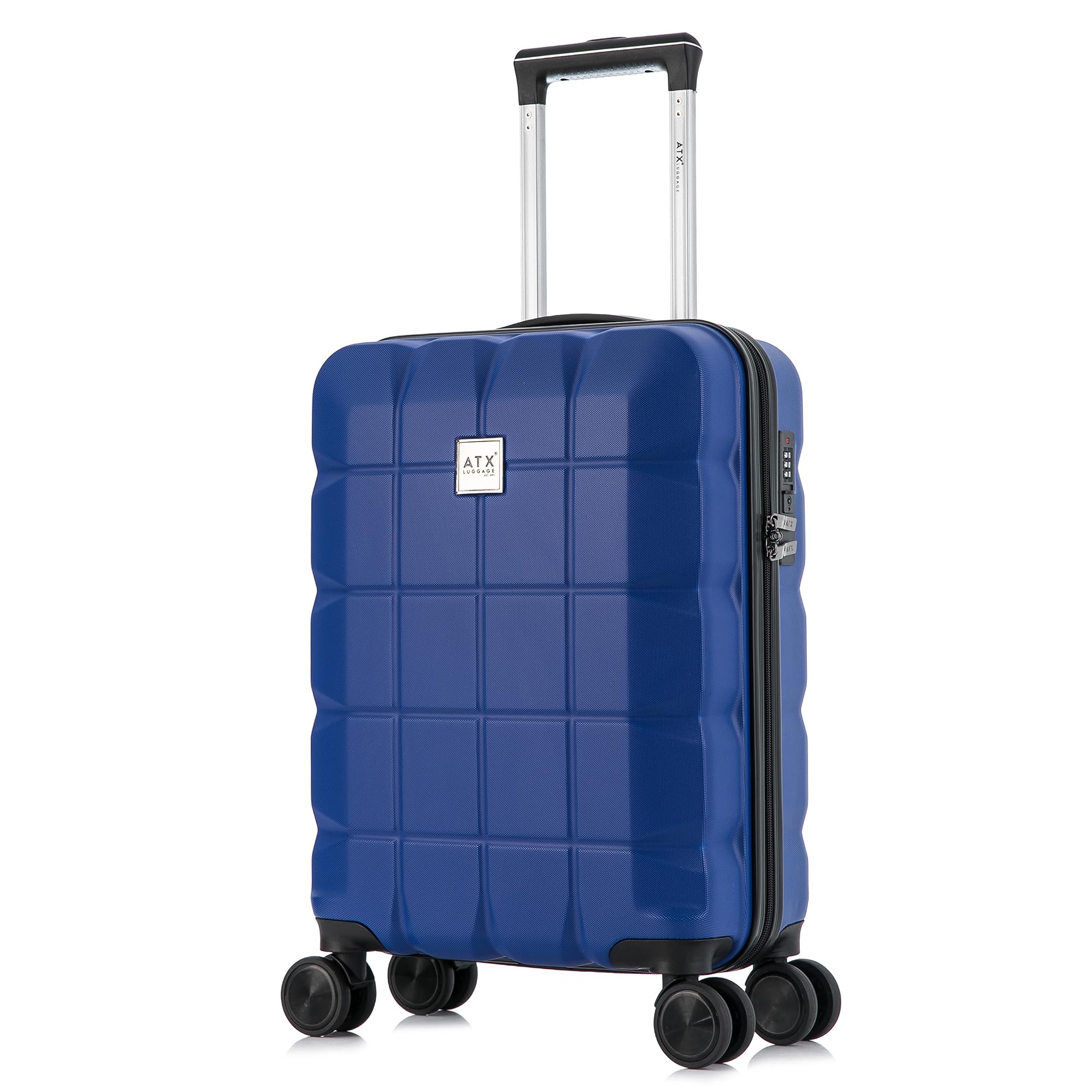 Photo 1 of ATX 21" Carry On Luggage Lightweight Durable ABS Suitcase with 4 Dual Spinner Wheels and Built-in 3 Digit Combination Lock (Midnight Blue, 33Liters)
