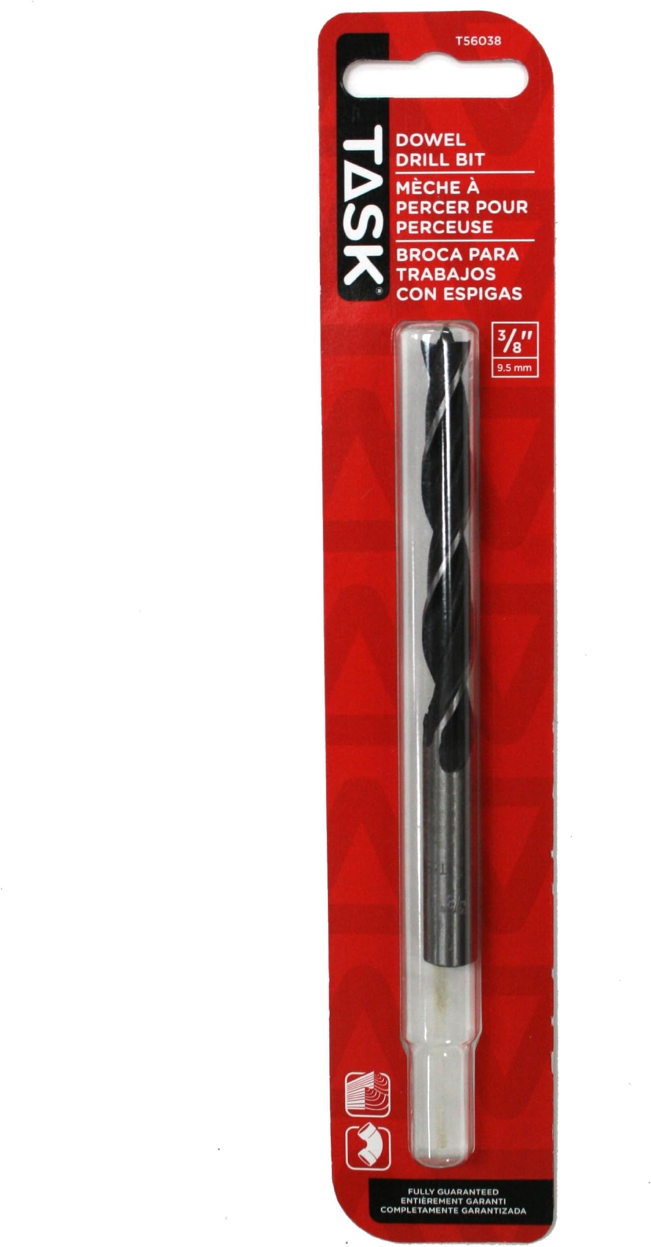 Task Tools T56038 Dowel Drill Bit for Wood And Plastic, 3/8-Inch