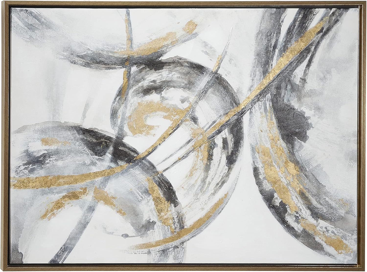 Paintings - Deco 79 CosmoLiving by Cosmopolitan Canvas Abstract Framed Wall Art with Gold Frame, 40