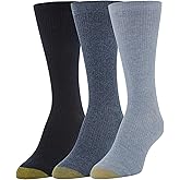 GOLDTOE womens Non-binding Ribbed Crew Socks, 3-pairs