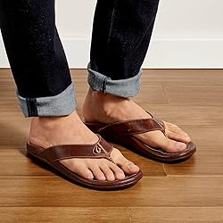 OLUKAI Mekila Men's Beach Sandals, Full-Grain