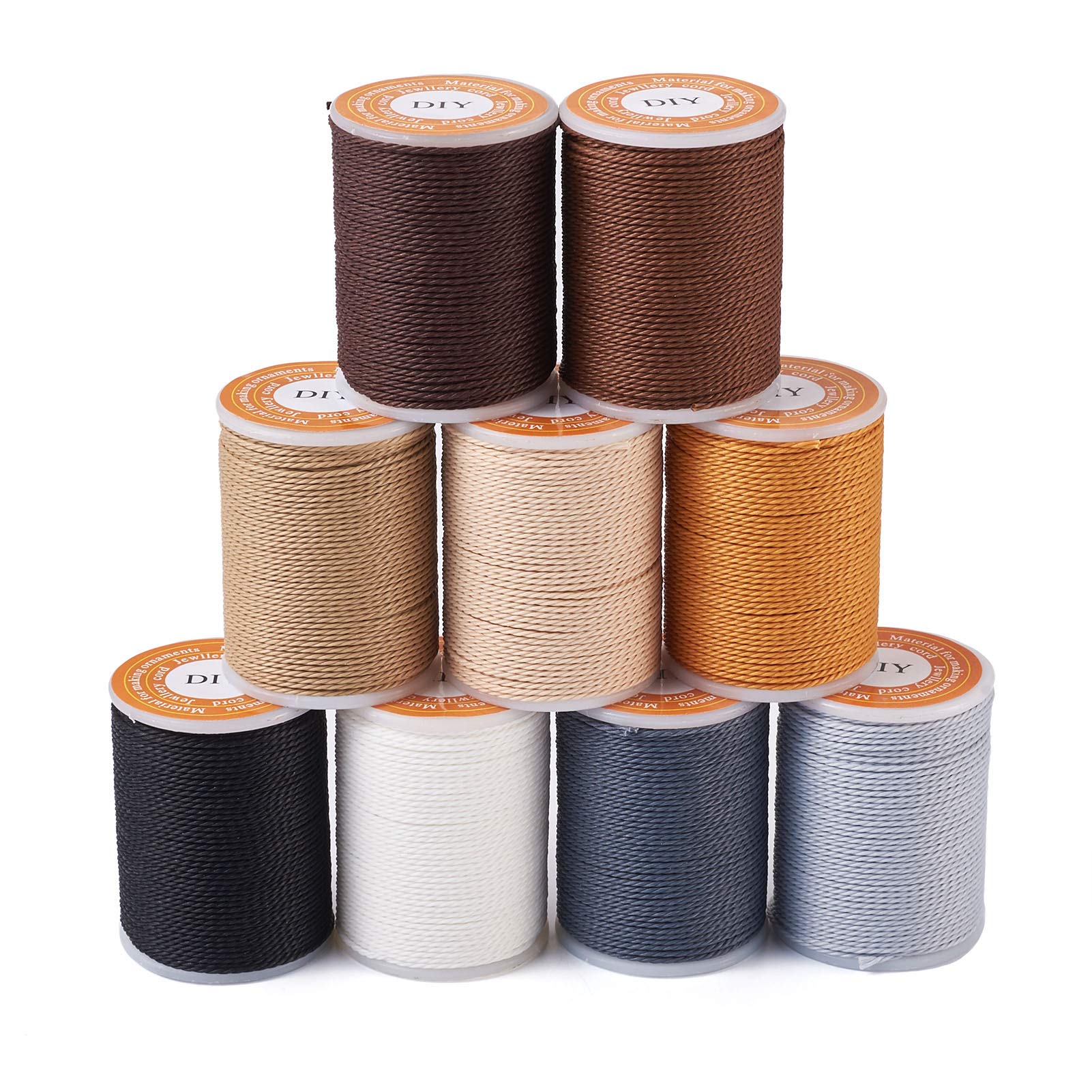 Beadthoven 108 Yards 1mm Waxed Polyester Cords 9 Color Macrame Twine Bracelet Thread Beading String for Sewing Braided Jewelry Necklace Craft Making, 9 Rolls