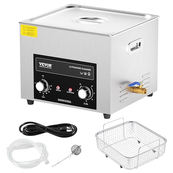 VEVOR 15L SONIC CLEANER WITH HEATER TIMER & BASKET, PROFESSIONAL DIGITAL SONIC CAVITATION MACHINE, 360W CLEANING MACHINE FOR LAB TOOLS, METAL PARTS, CARBURETOR, BRASS, AUTO PARTS, ENGINE PARTS