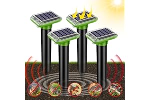 Ultrasonic Mole Repellent Outdoor, 4 Pack Upgrade Solar-Powered for Lawn Yard and Garden, Waterproof Effectively Repels Snake