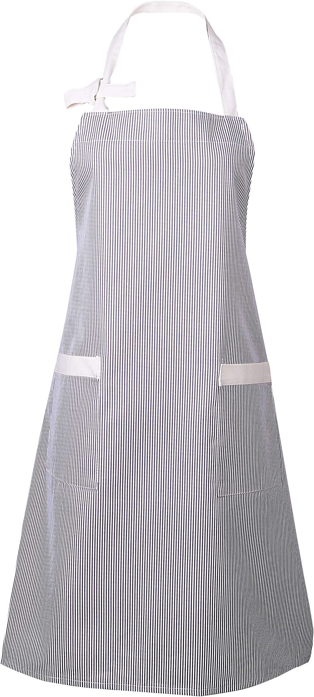 Waitworth 2 Pack Cotton Canvas Bib Apron 2 Pockets Adjustable Neck Strap Apron Cooking Kitchen Crafting Artist Gardening Aprons for Women Men Adults …