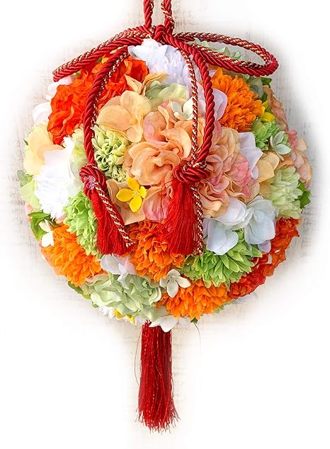 Amazon Lulu S ルルズ オレンジ ボールブーケ アーティフィシャルフラワー ウェディング ブライダル 迎春 和装 ブーケサイズ 直径約18cm 持ち手の長さ約15cm オレンジボールブーケ Lulu S 1559 造花 オンライン通販