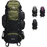Teton 65L Explorer Internal Frame Backpack for Hiking, Camping, Backpacking, Rain Cover Included, Olive