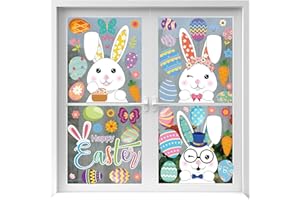 BNSDMM Easter Window Clings Decorations,121Pcs Easter Decorations for Glass Windows,2025 Holiday Decals for Bunny Radish Eggs Party Easter Supplies