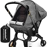 Waterproof Baby Car Seat Cover Compatible with Doona Car Seat and Stroller,Patented Windproof Car Seat Canopy for Boys & Girls, Keeps Babies Warm and Coz(Gray)