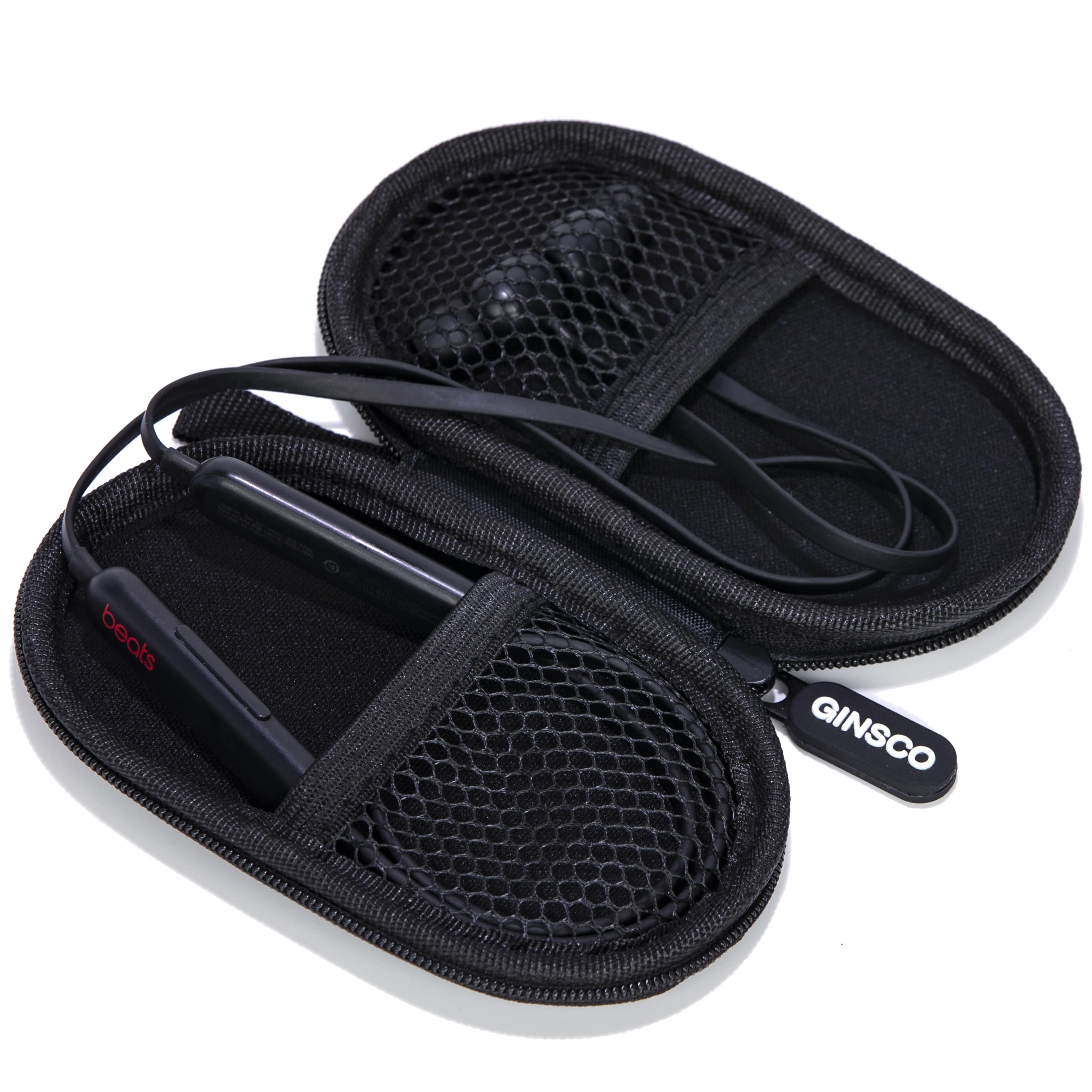 Photo 1 of Ginsco Mini-Portable Case for Beats Flex Wireless Earbuds with Built-in Microphone Earphones, for Apple EarPods Headphones Wired Ear Buds/Samsung Galaxy Wired Earbuds Hard Case for Earphones(Black)