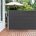 sunseen Side Awning Retractable Patio Awning Folding Screen Fence Privacy Wall Corner Divider Indoor Room Divider Garden Outdoor Sun Shade Wind Screen with Steel Pole (L 118” x H 63”, Grey)