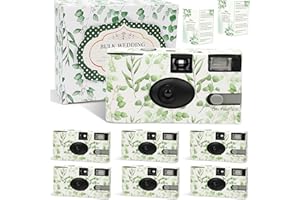ENTALLOR 6 Pack Disposable Cameras for Wedding Bulk, Watercolor Eucalyptus Single-Use One Time Film Cameras with Flash for Birthday Baby Shower Gathering Wedding 35mm lSO 400 Color Film 17 Exposures