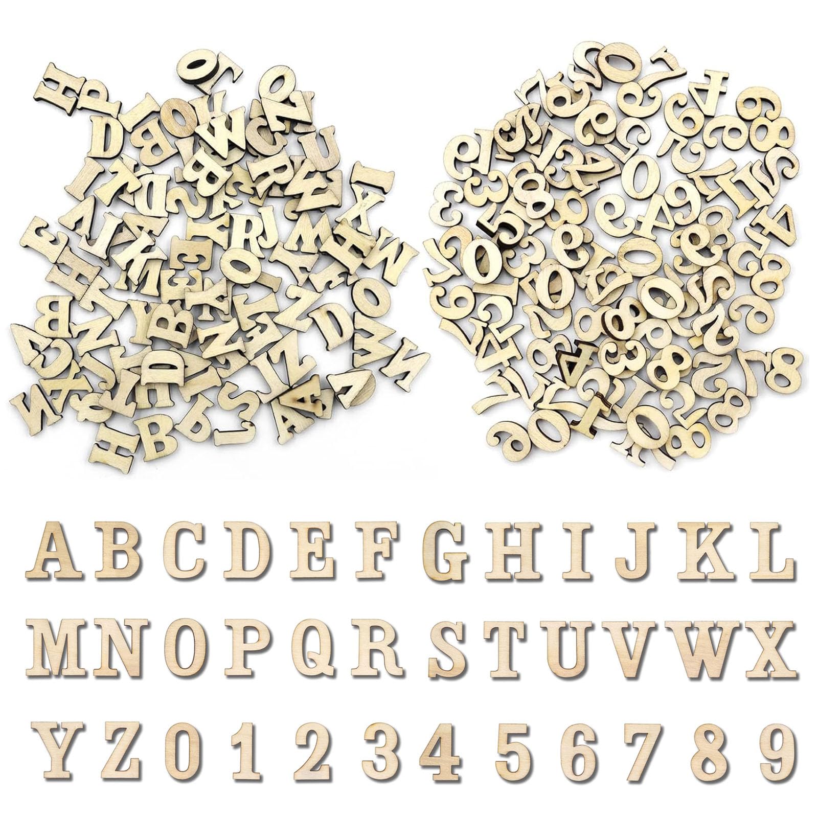 408 Pcs Wooden Craft Letters, 15mm Small DIY 3D Letters A-Z & Numbers 1-10 for Decoration, Learning & Signs