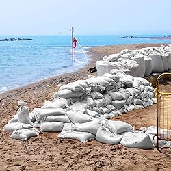 Windyun 200 Pcs White Empty Sandbags with Ties 18 x