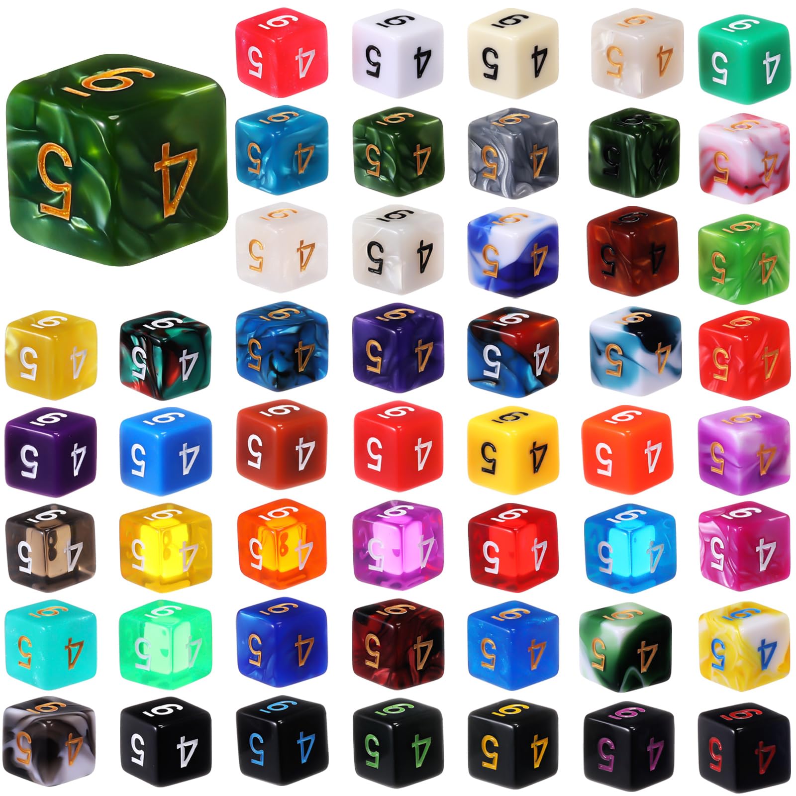Skylety 200 Pieces Polyhedral Dice Sets with Black Pouch Compatible with RPG MTG Tabletop Role Playing Table Games Multi Colored Assortment (6 Sided Style)