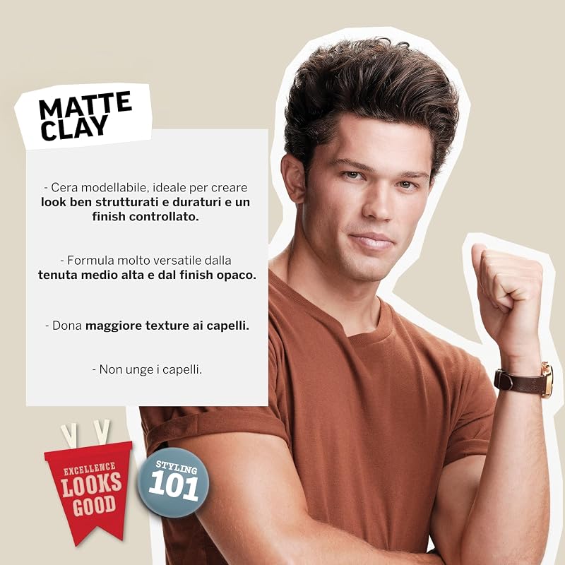 Matte Clay, Cera Capelli Uomo, Tenuta Medio/Alta & Finish Opaco, Dona Texture e Controllo, 85g