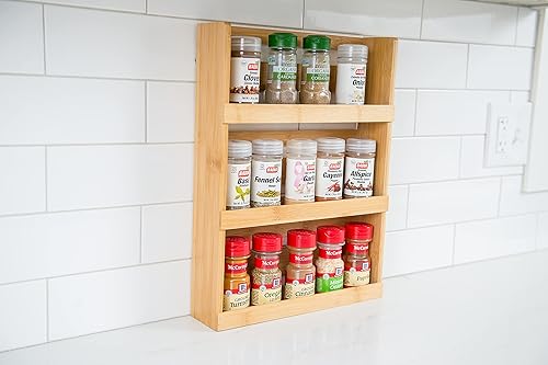 Lipper International Bamboo Wood 3-Tier Spice Rack 8840 Space