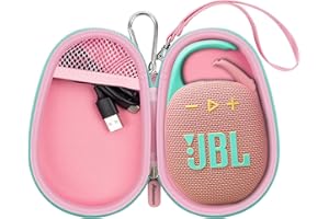 AGAINMORE Speaker Case Replacement Compatible with JBL Clip 5/ Clip 4, Bluetooth Speakers Protective Storage Bag Fits for Charger & USB Cable-Box Only (Pink)