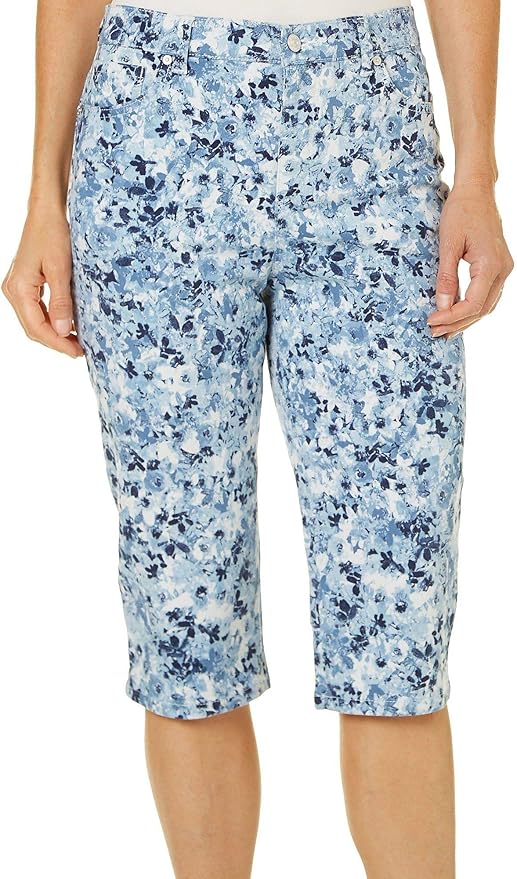 Gloria Vanderbilt Petite Amanda Floral Capris 6P Blue/White Amazon.ca