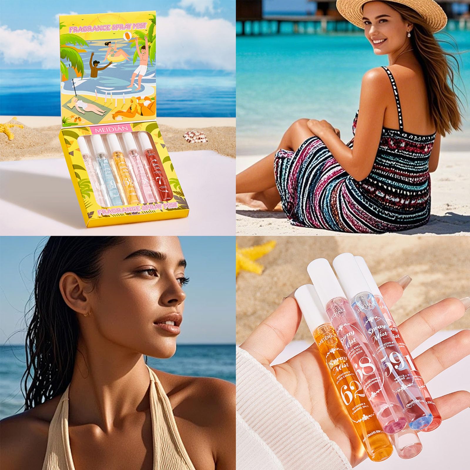 MeiPlumLai Perfume Fragrance Mist,Hair & Body Perfume Spray Set,Long-Lasting Fresh Fruity Spray for Women,Travel Size Mini Fragrance Mist Gift Set,5 Scents(40.59.62.68.71)