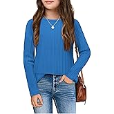 Arshiner Girls Raglan Long Sleeves Shirts Textured Knit Tops for Girls Casual Soft Kids Loose Blouse Tee