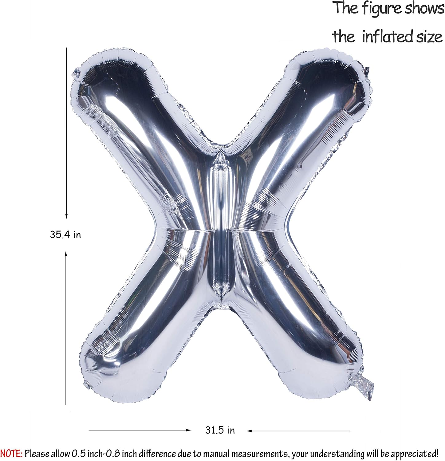 Letter Balloons Silver Large Letter X Balloon 40 Inch Foil Helium Alphabet Balloons Birthday Party Baby Shower Graduation Ceremony Decoration (Silver Letter X) - Image 3