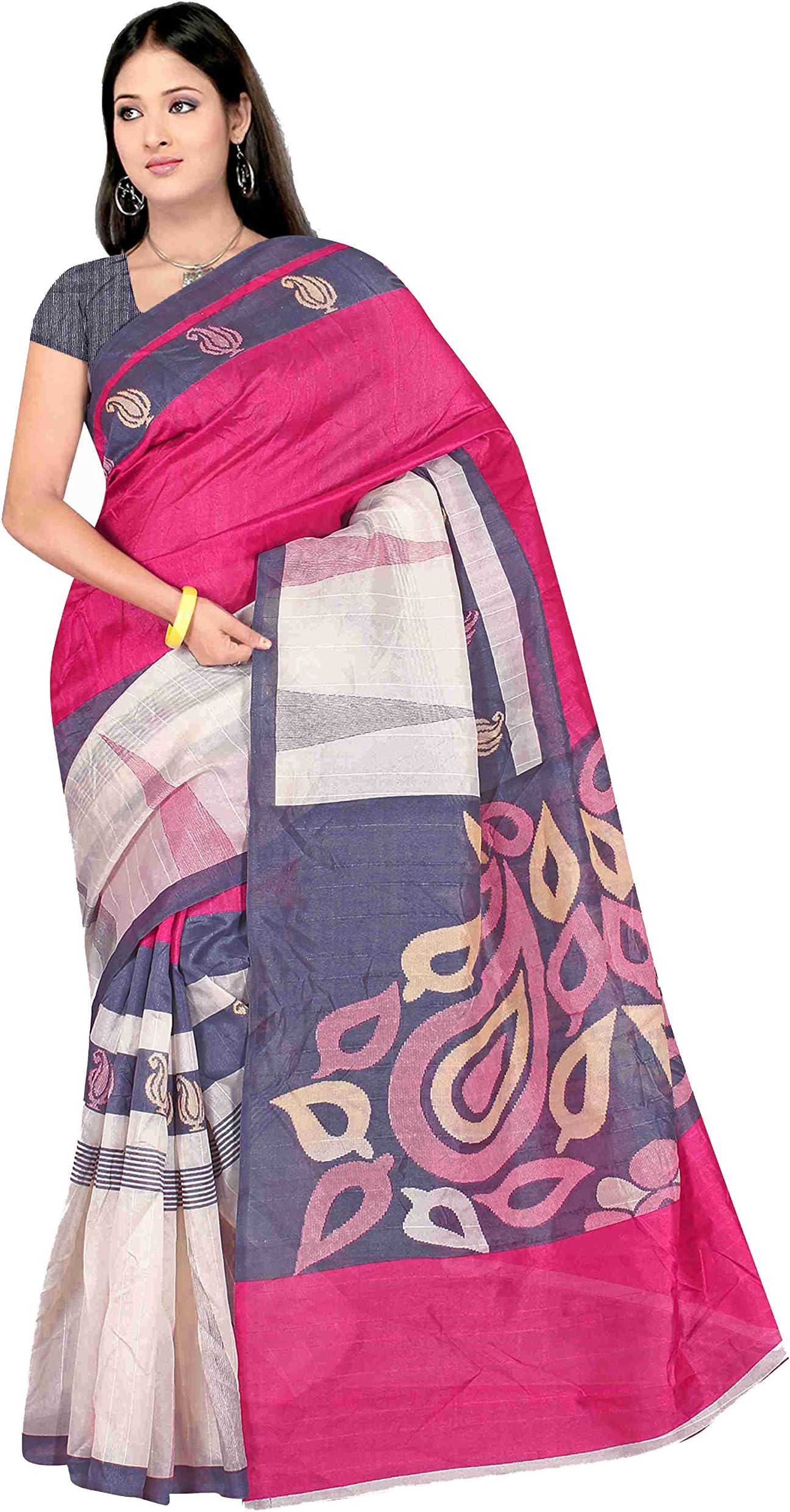 Winza Womens's Cotton Saree with blouse