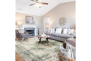 BESTSWEETIE 9x12 Area Rugs for Living Room Area Rug 9x12 Living Room Washable Rugs 9x12 Vintage Rug Area Rug for Bedroom Living Room Dinning Room No Pile Non Slip, Green