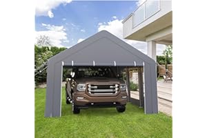 Heavy Duty 13x20 FT Carport Garage – Portable Outdoor Storage Shelter with Waterproof 180g PE Canopy, 3 Roll-Up Doors, 5 Vent