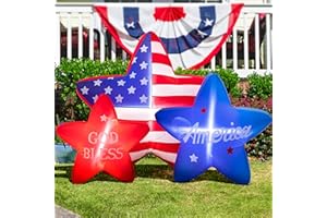 EUTY Patriotic Inflatables Outdoor Decoration 6FT Long Star Shapped Blow Up Decor Ideal for Independence Day/Veteran's Day Party, Indoor, Outdoor, Yard, Garden, Lawn