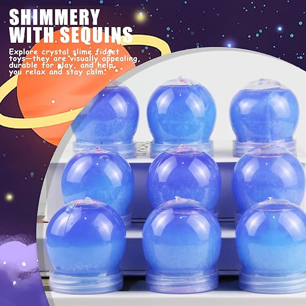 GHOBROFY GALAXY SLIME PARTY FAVORS, 12 PACK SLIME BALLS WITH GLITTER, NON-STICKY, STUDENT GIFTS GOODIE BAGS STUFFERS FOR KIDS, CLASSROOM REWARD, PARTY SUPPLIES, BLUE