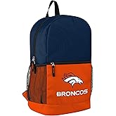 FOCO NFL Officially Licensed Football Team Color Primary Logo 2 Tone Big Logo Color Block School Bag Travel Backpack - Denver Broncos