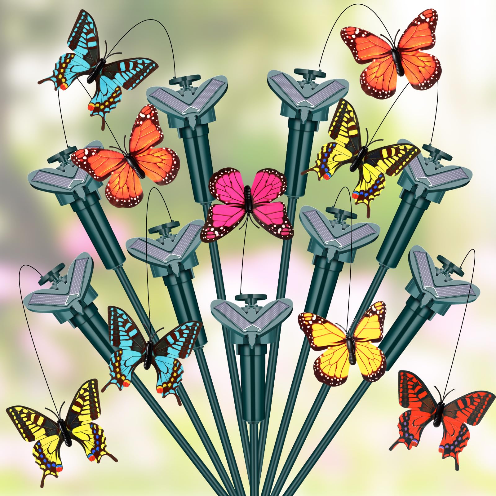 Photo 1 of Rossesay 9 Pcs Solar Flying Butterflies Moving Fluttering Butterflies Waterproof Garden Stakes Decorations for Home Yard Pathway Garden Landscape Outdoor Indoor Centerpieces Decorations