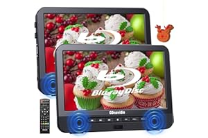 10.1'' Portable Blu Ray Players for Car with Rechargeable Battery, Dual Screen Blu Ray DVD Players Support 1080P Video, Dolby