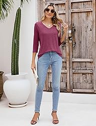 Sherosa 3/4 Sleeve Tunic Tops for Women Loose Fit