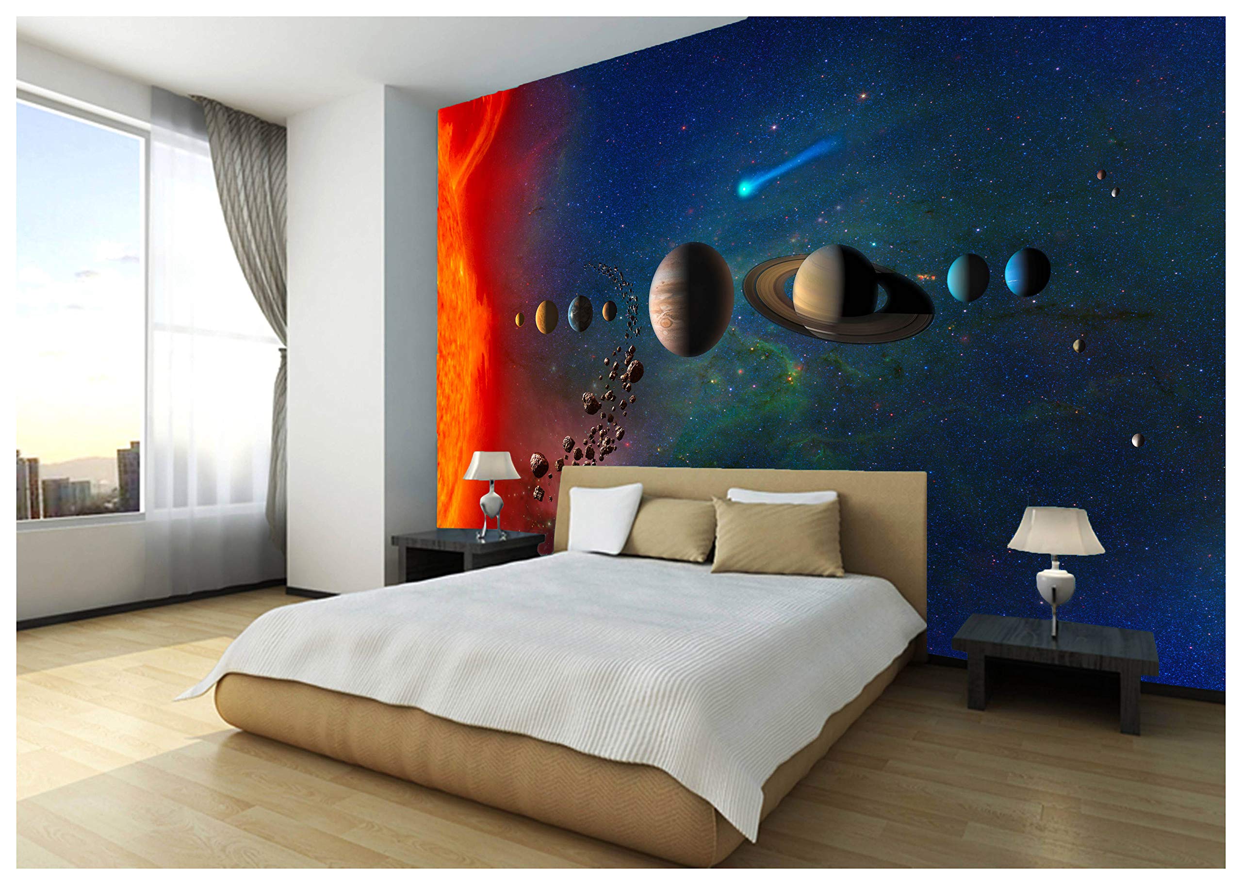 Space Stars Planets Solar System Wallpaper Mural Photo Children Kids Bedroom 260cmx175cm Buy Online In India At Desertcart In Productid 72452872