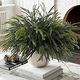 12Pcs Christmas Norfolk Pine Stems, 24'' Long Artificial Evergreen Norfolk Pine Branches, Real Touch Greenery Picks, Faux Floral Branch for Mantel DIY Xmas Home Decoration Indoor Christmas Decor
