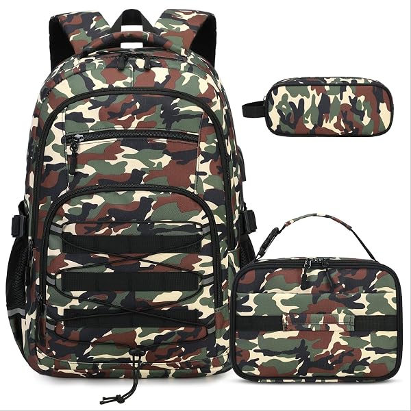 ELEDIZI Kids 17 Inch Backpack Set With Lunch Bag, Water Bottle Holder & Pencil Case - 4 Piece School Set