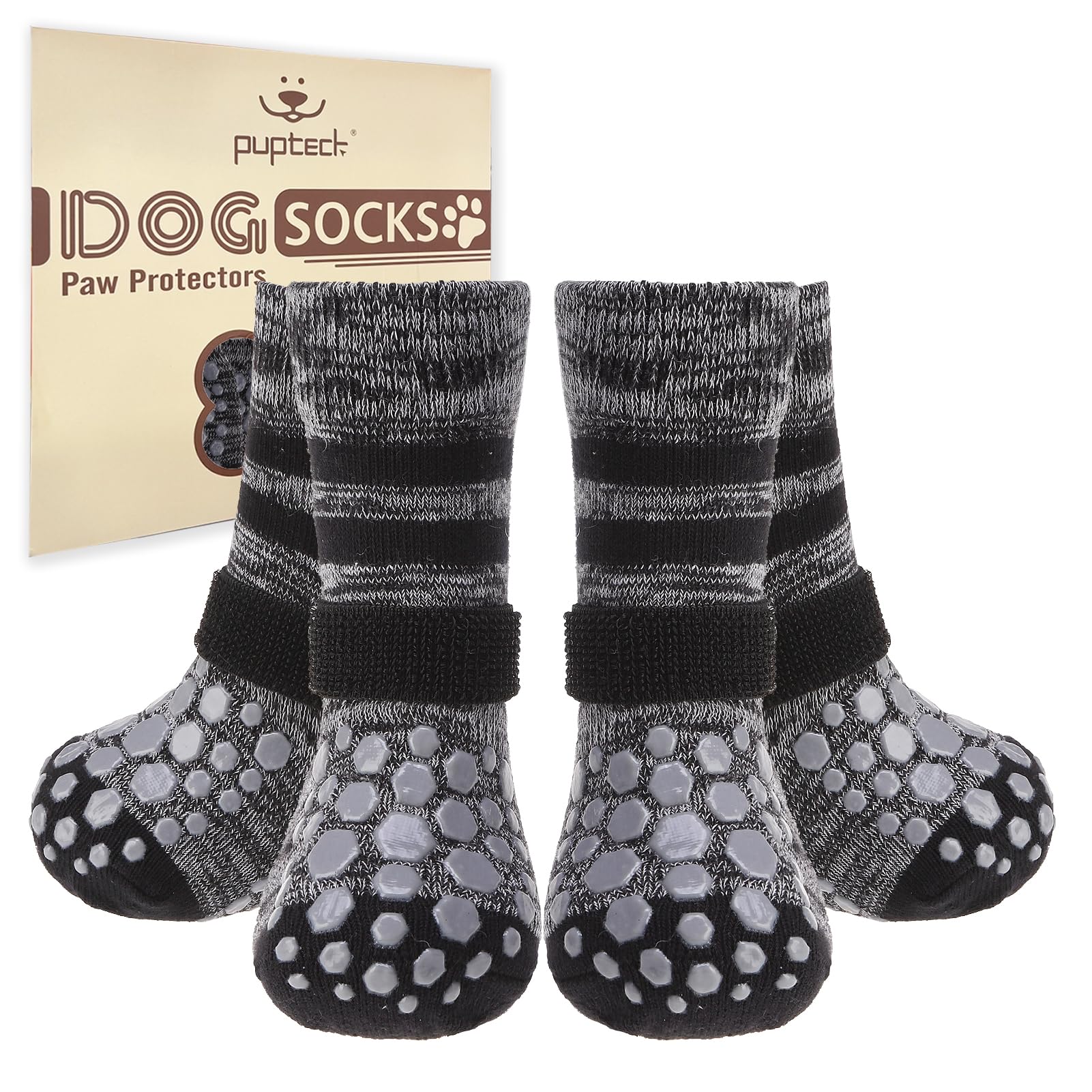 Photo 1 of PUPTECK Non Slip Dog Socks to Prevent Licking for Hardwood Floors, Shoes for Hot Pavement Summer Small Medium Large Size Dogs Traction Control Booties Paw Protectors Boots Cold Winter