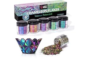 LET'S RESIN Chameleon Flakes, 5 Color Intense Colorshift Pigments Powder for Resin Crafts/Tumblers, Chrome Powder Pigment for