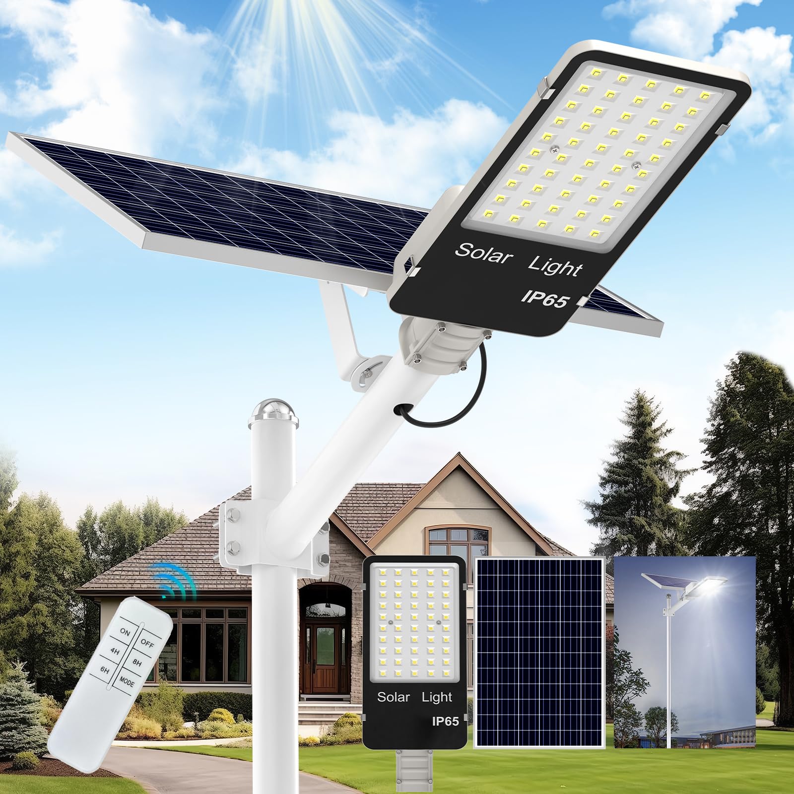 Photo 1 of 10000W Split Type Solar Street Light with Ultra-Long Runtime ,Outdoor Heavy Duty solar Parking Lot ,6500K High power Commercial security light , Dusk to Dawn, IP65 Waterproof ,Use for Pole Or Wall