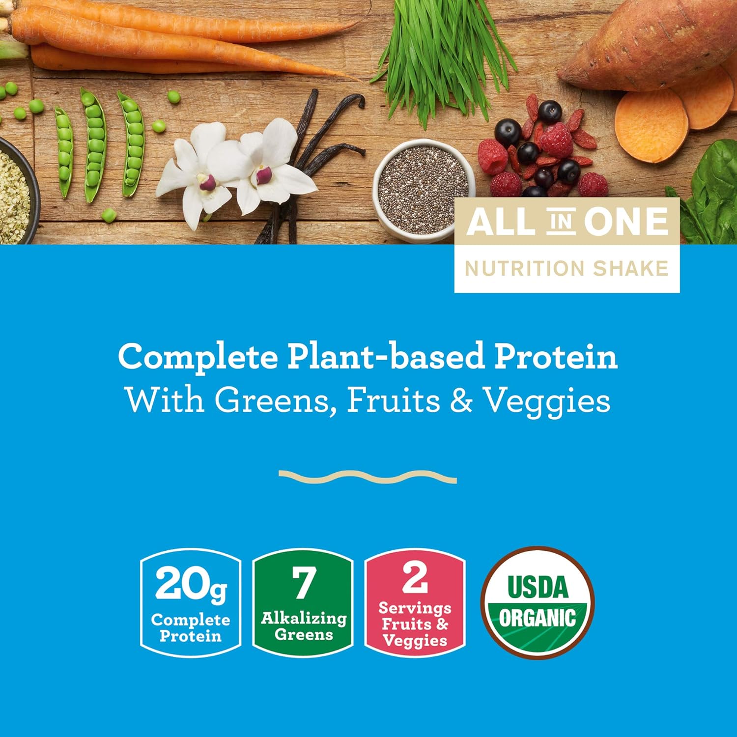 Amazing Grass Protein Superfood: Vegan Protein Powder, All-in-One Nutrition Shake, Pure Vanilla, 20 Servings : Grocery & Gourmet Food
