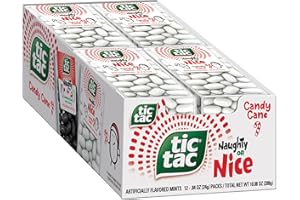Tic Tac Naughty or Nice Candy Cane Mints, Hard Peppermint Mints, Stocking Stuffer, 12 pack of 0.84 oz each