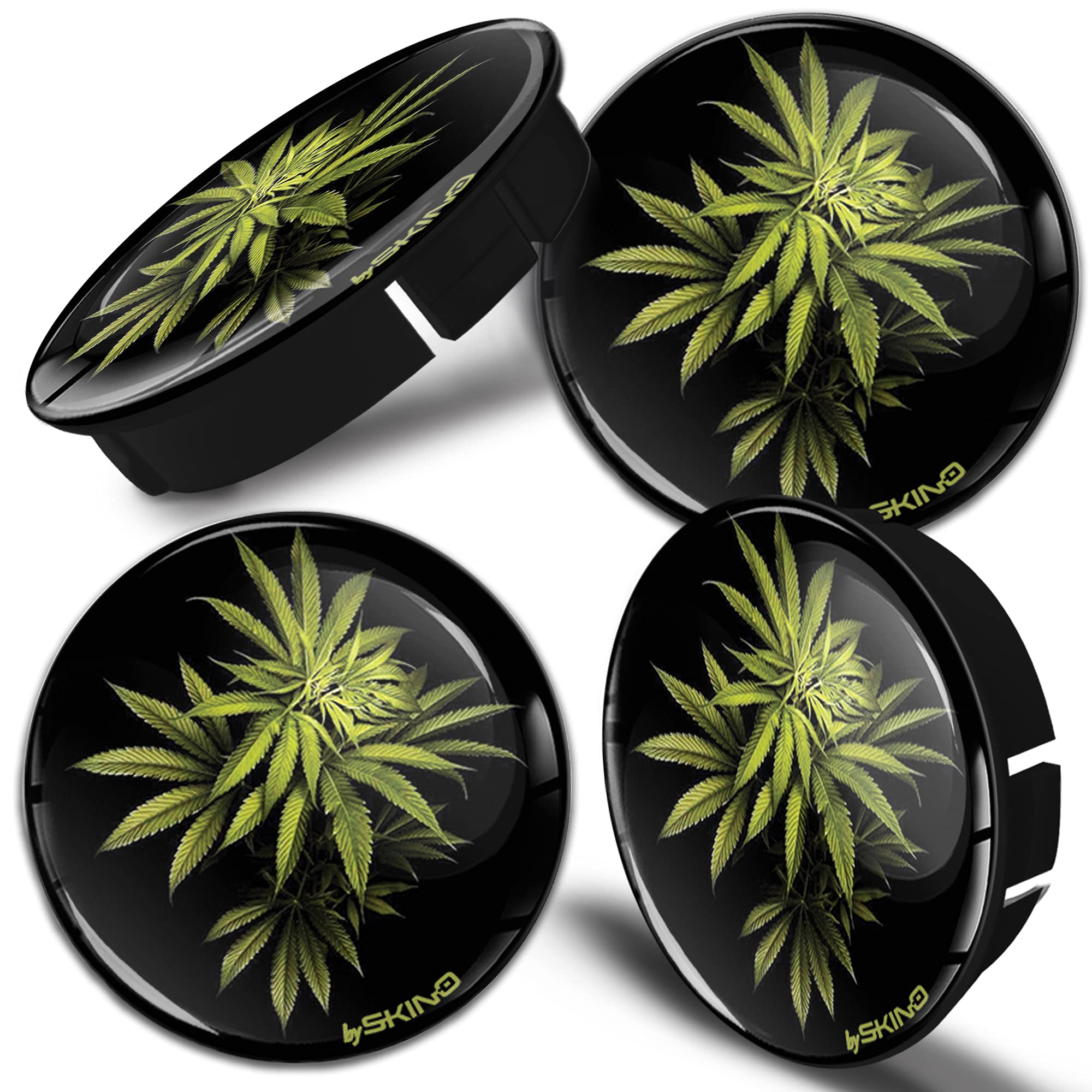 Biomar Labs 4 x 60mm 3D Wheel Hub Centre Caps Marijuana Plant Center Rims C 15 Z*
