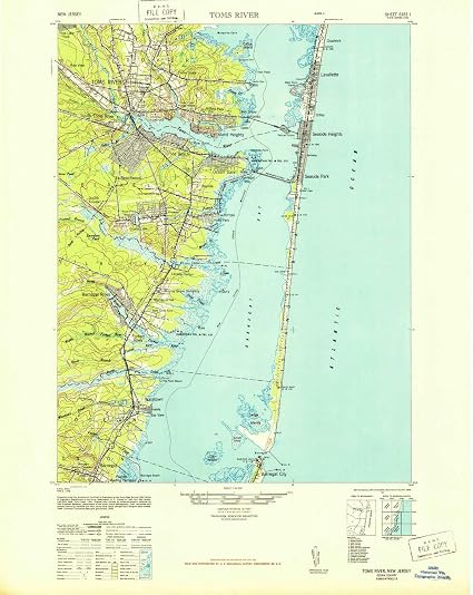 Amazon.com : YellowMaps Toms River NJ topo map, 1:62500 Scale, 15 X 15 Minute, Historical, 1948 ...