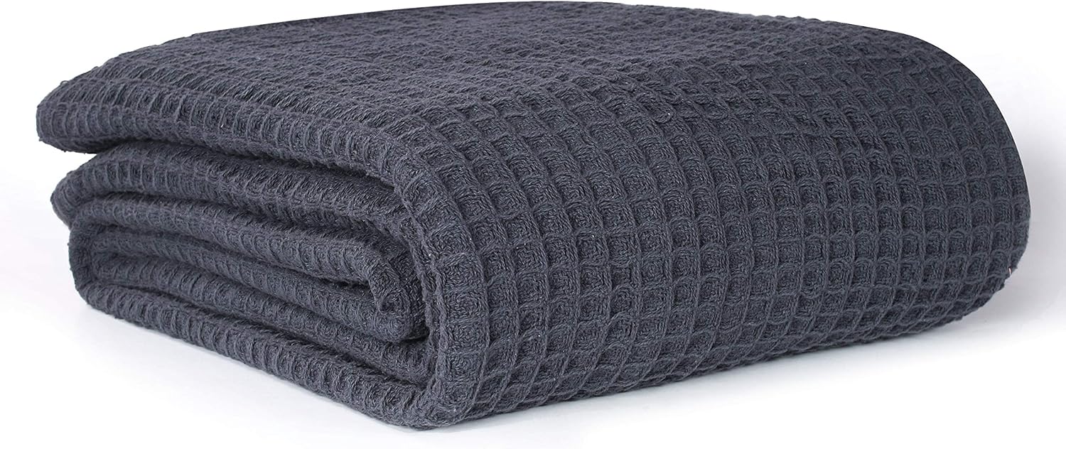 EHC Luxuriously Soft Chunky Waffle Cotton Throws Extra Large Sofa Bed, Sofa, Couch Blanket Bedspread, King Size, 225 x 250 cm - Image 3