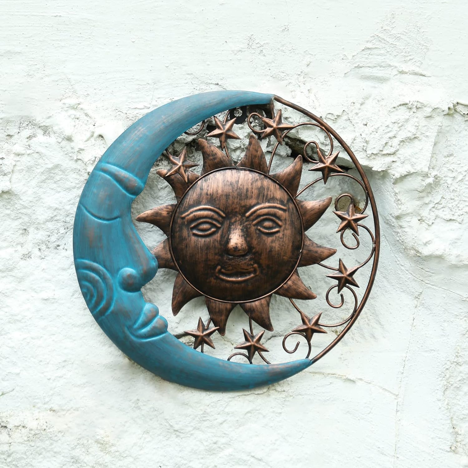 Plaques & Wall Art - VCUTEKA Sun Face Metal Wall Art Decor Outdoor Sun Moon Patio Garden Fence Deck Yard Pool Wall Sculpture Decoration for Living Room Bedroom Colorful