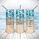 Beach Tumbler | Personalized Tumblers With Name | 20oz Stainless Steel Tumblers | Bridesmaid Gifts | Travel Cup | Custom Tumbler | Personalized Gifts | Beach | Custom Cups